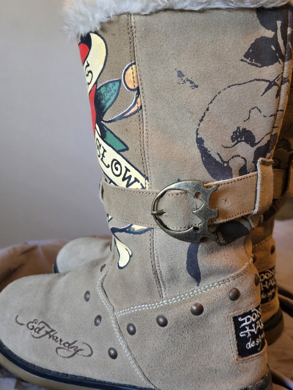 Ed Hardy Love Kills Slowly Suede Boots - Picture 3 of 7